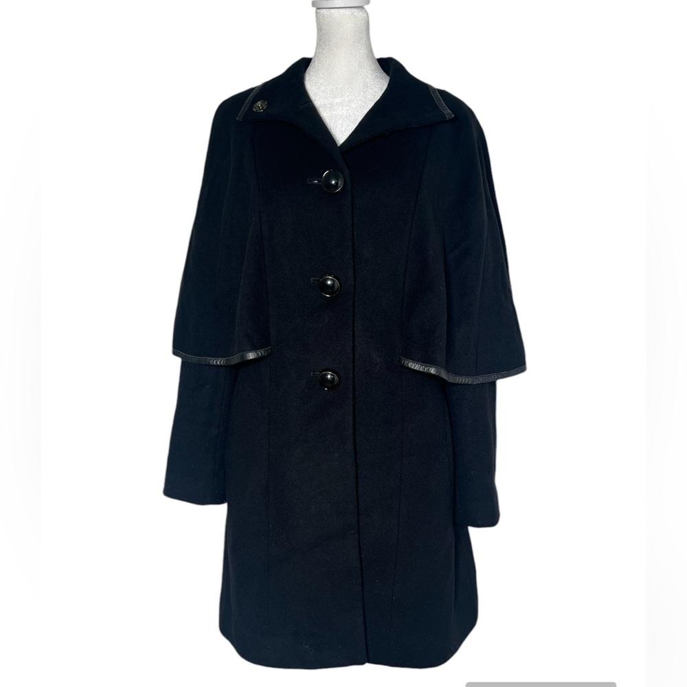 Trina Turk Black Wool & Cashmere Cape Coat
